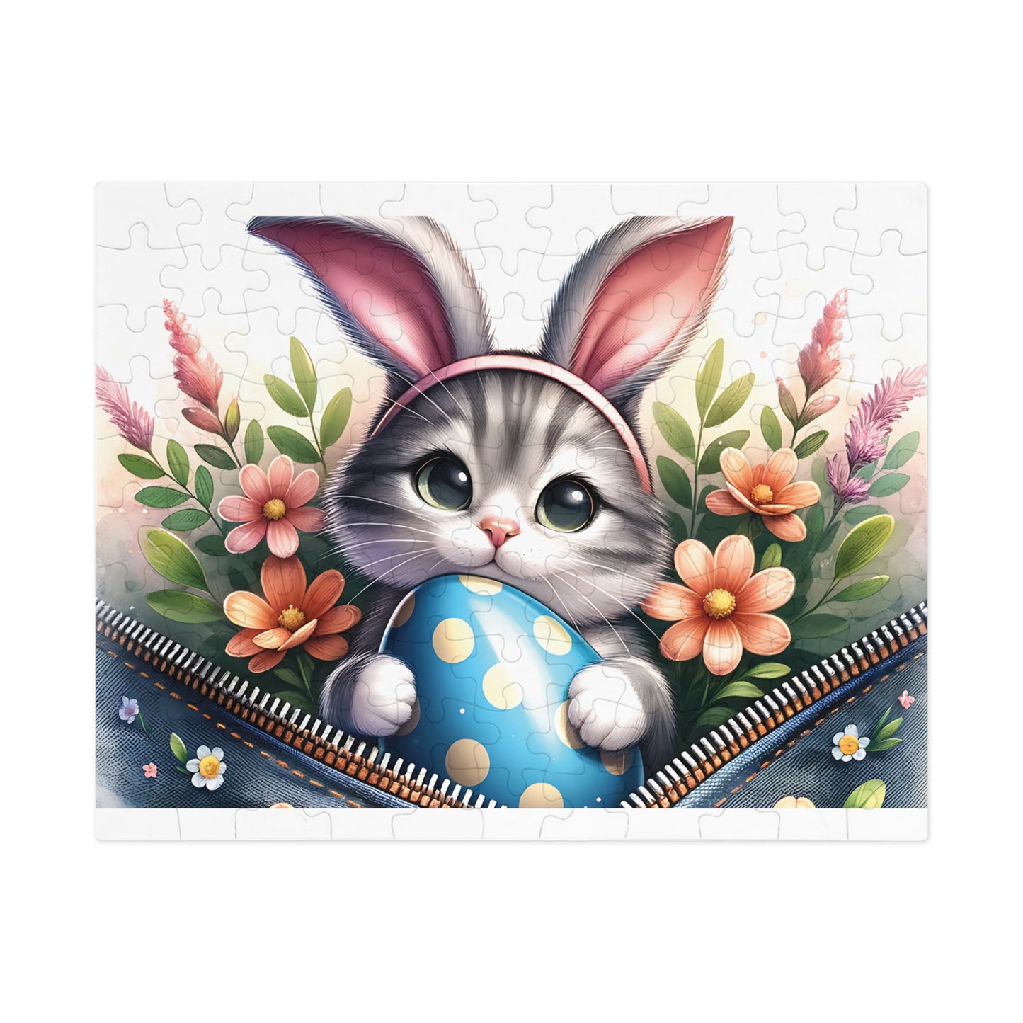 Jigsaw Puzzle, Easter, Cat with Bunny Ears, Personalised/Non-Personalised (30, 110, 252, 500,1000-Piece)