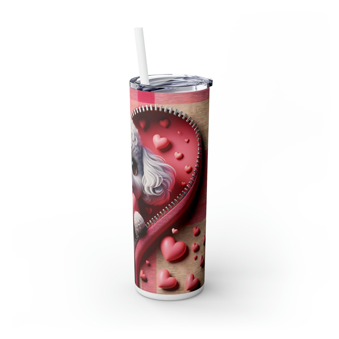 Skinny Tumbler with Straw, 20oz, Dog, Valentines Day, awd-1144