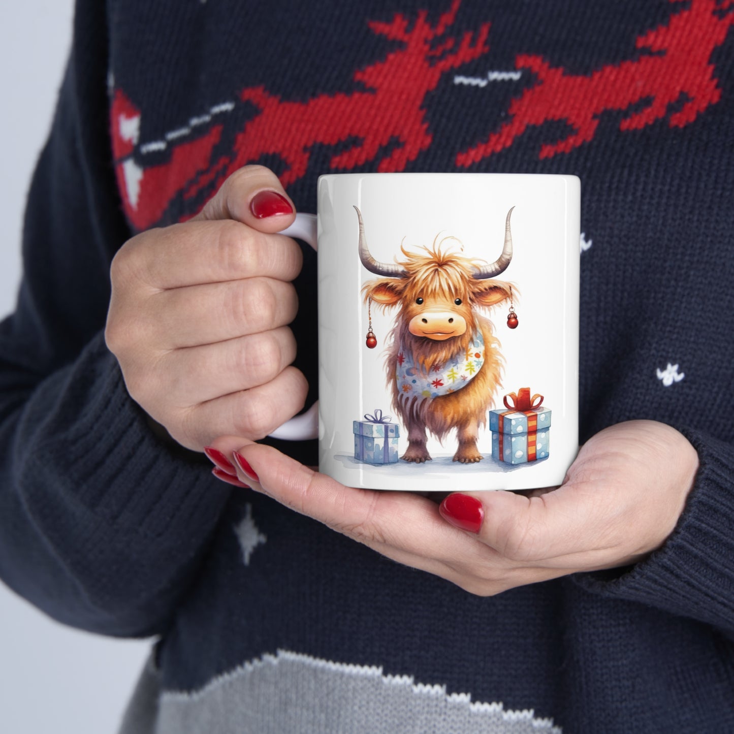 Personalised/Non Personalised Highland Cow, Ceramic Mug 11oz, Highland Cow Mug