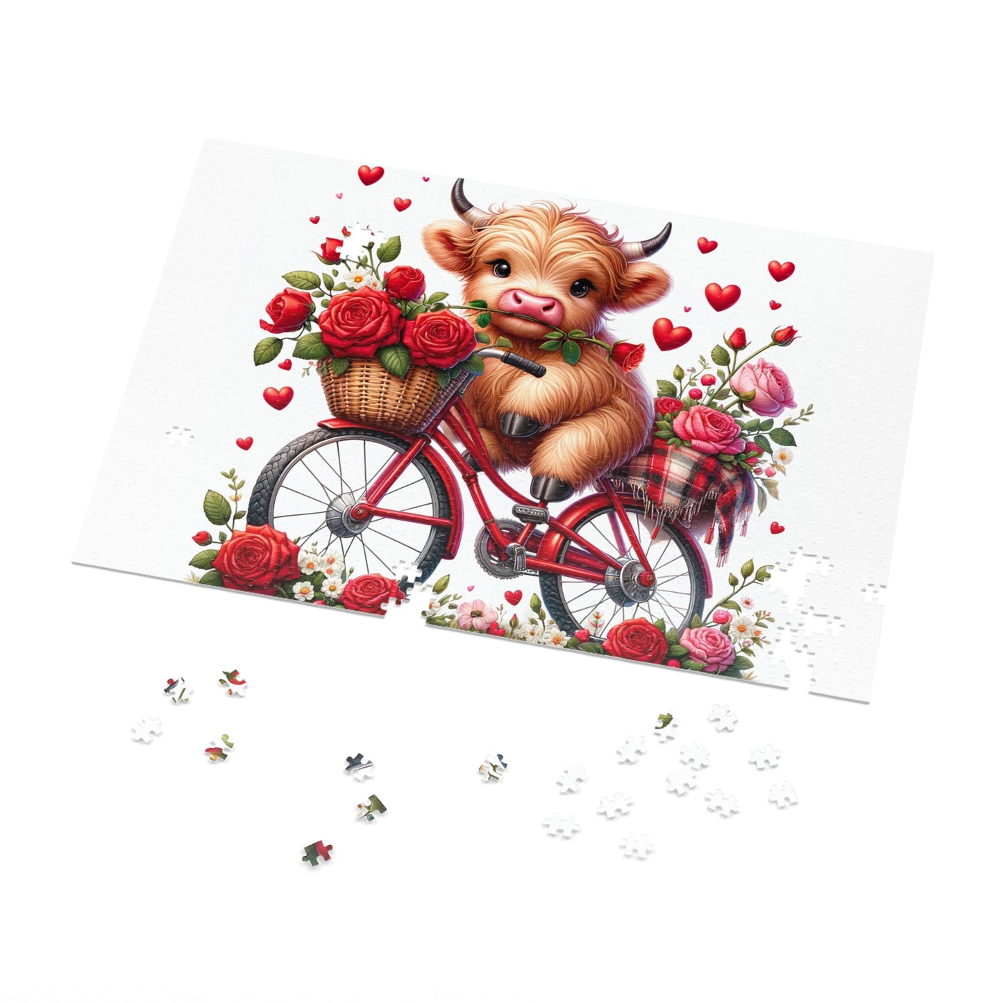 Puzzle, Highland Cow on Bike, Personalised/Non-Personalised (30, 110, 252, 500,1000-Piece) awd-612