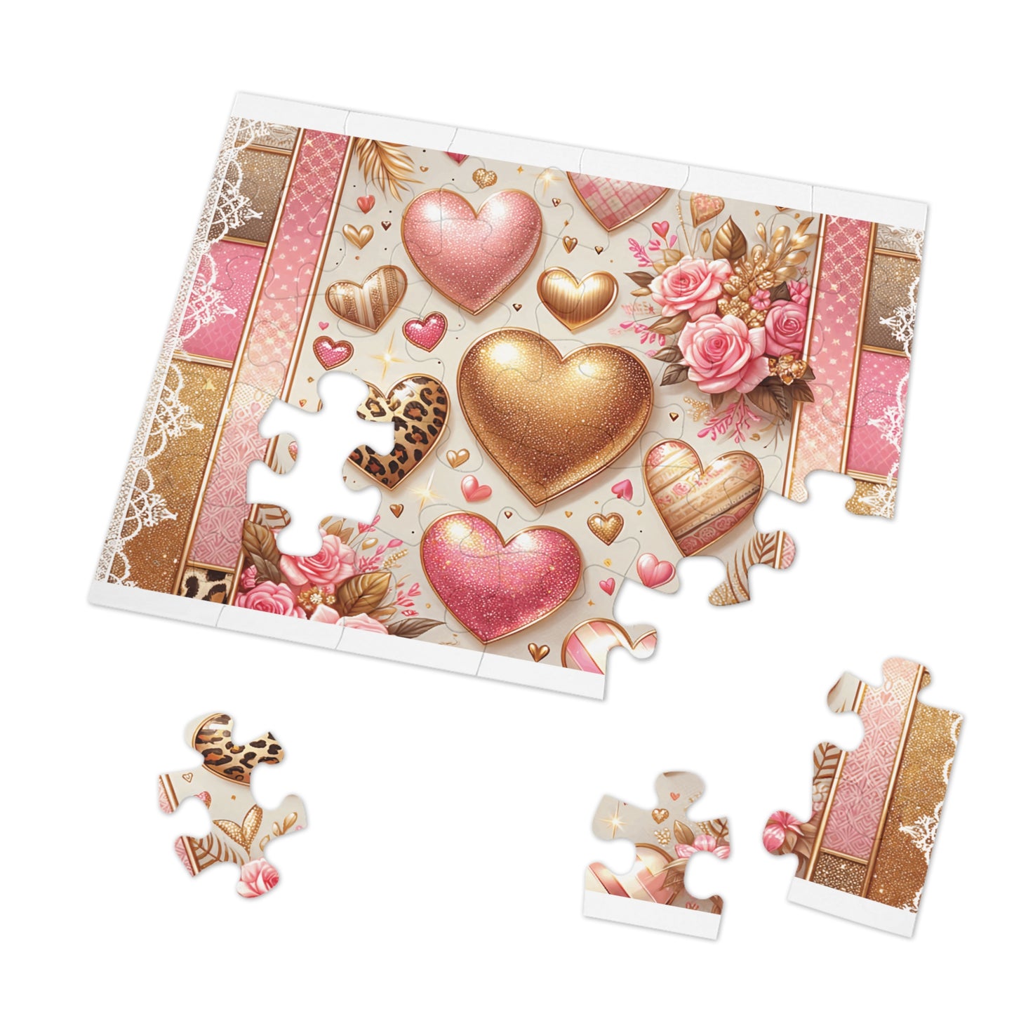 Jigsaw Puzzle, Hearts, Personalised/Non-Personalised (30, 110, 252, 500,1000-Piece)