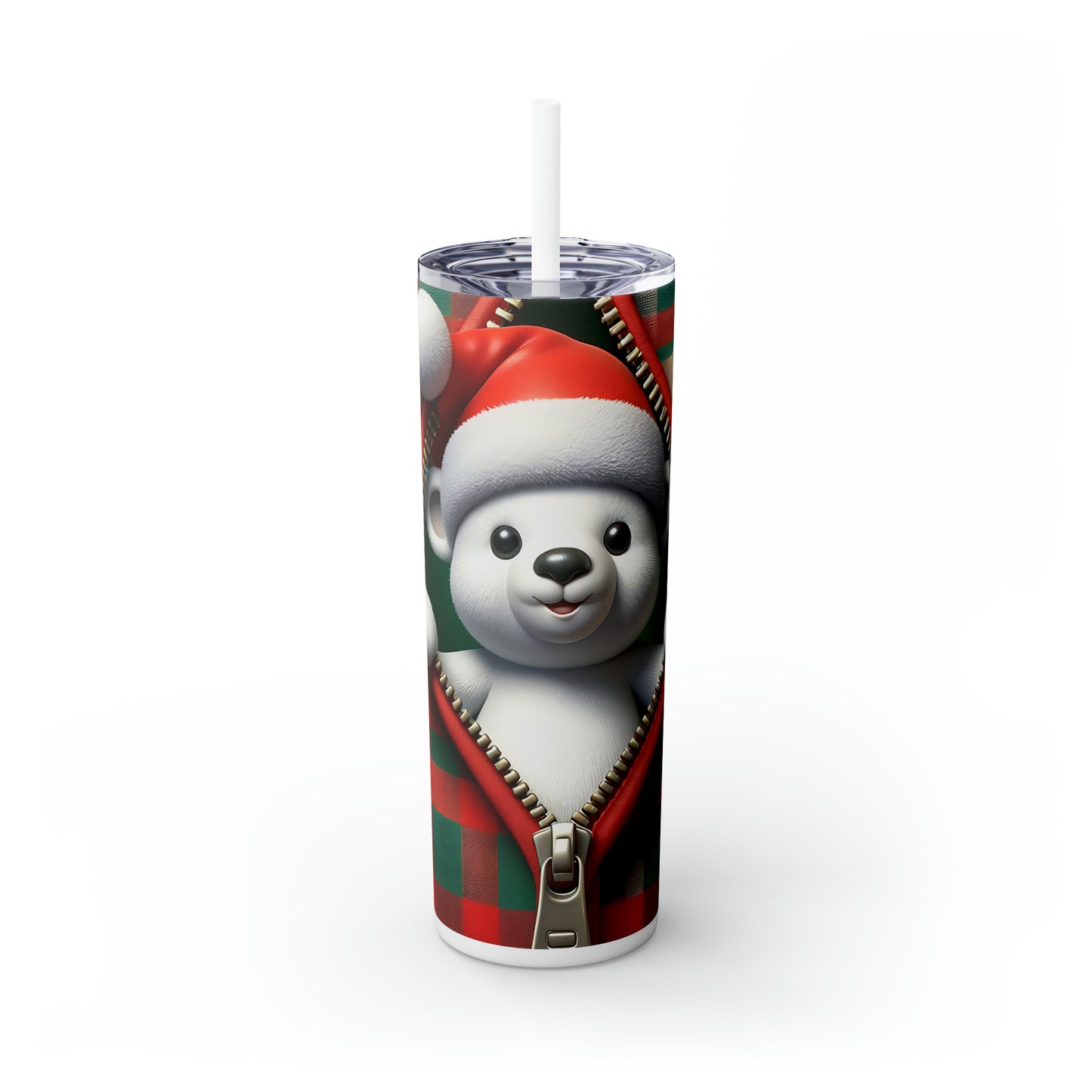 Skinny Tumbler with Straw, 20oz, Panda