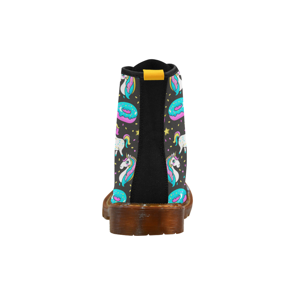 Seamless Pattern with Unicorns Donuts Rainbow Martin Boots For Women Model 1203H