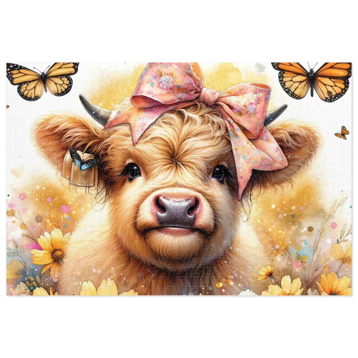 Jigsaw Puzzle, Highland Cow, Personalised/Non-Personalised (30, 110, 252, 500,1000-Piece)