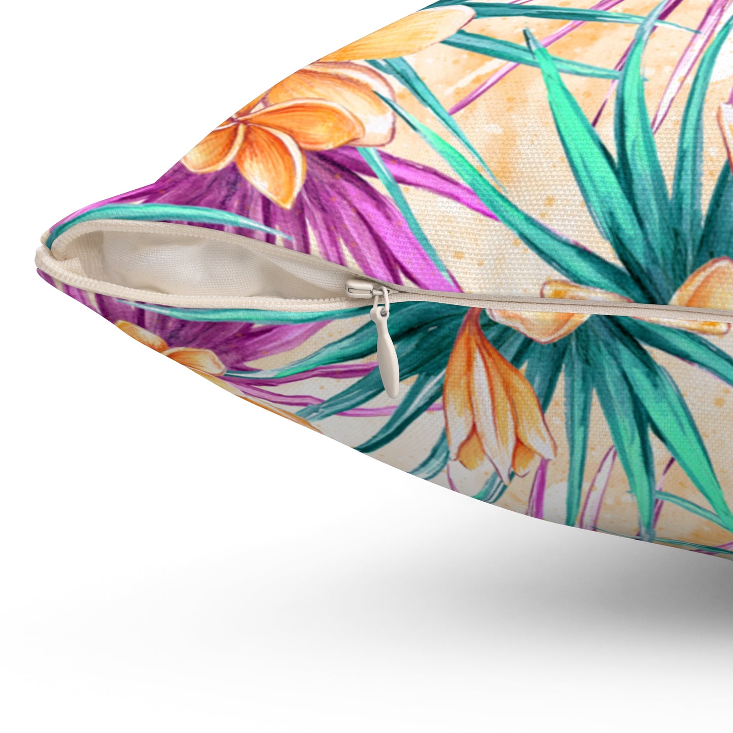 Spun Polyester Square Pillow, Hibiscus Cushion