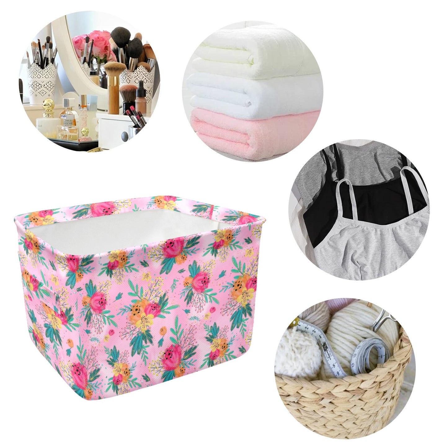 Australian Floral Pink Fabric Storage Basket