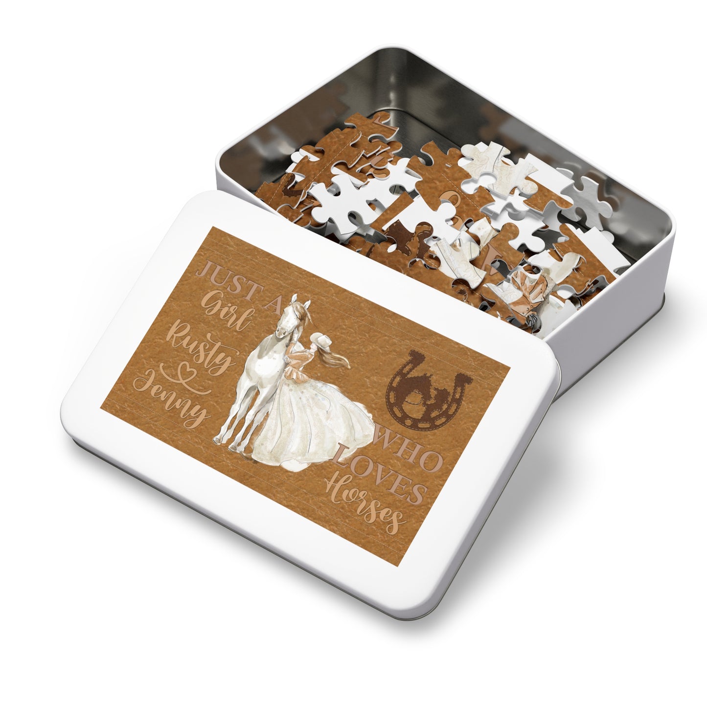 Jigsaw Puzzle, Just a Girl Who Loves Horses, Personalised/Non-Personalised (30, 110, 252, 500,1000-Piece)