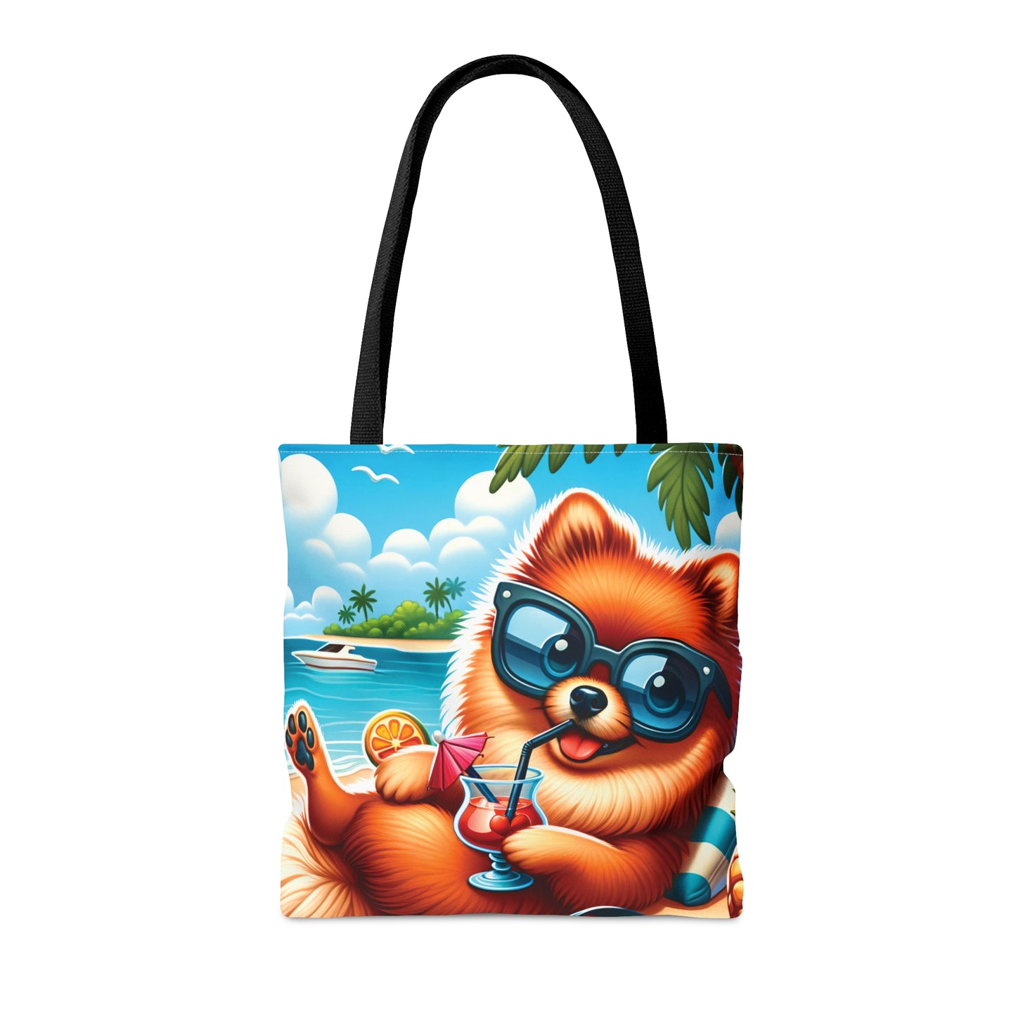 Tote Bag, Dog on Beach, Pomeranian, Tote bag, awd-1231