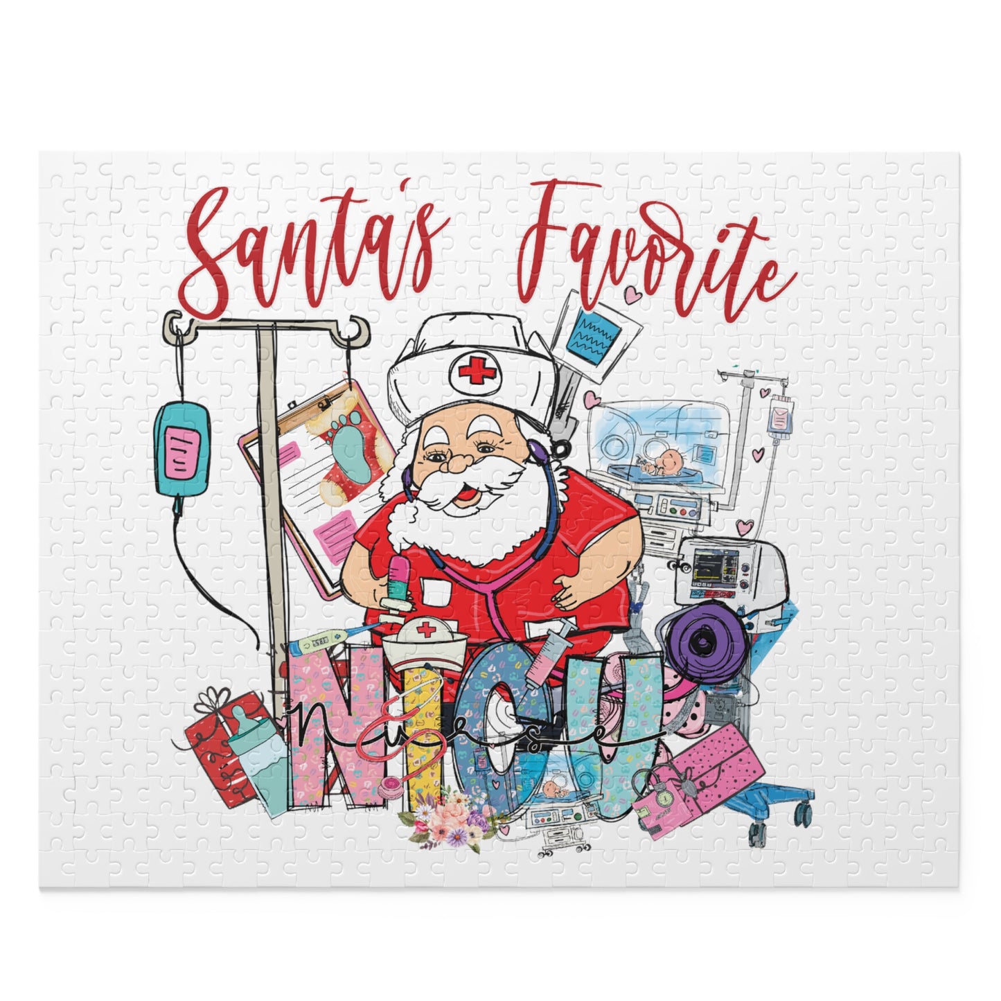 Personalised/Non-Personalised Puzzle, Santa's Favorite NICU Nurse (120, 252, 500-Piece)