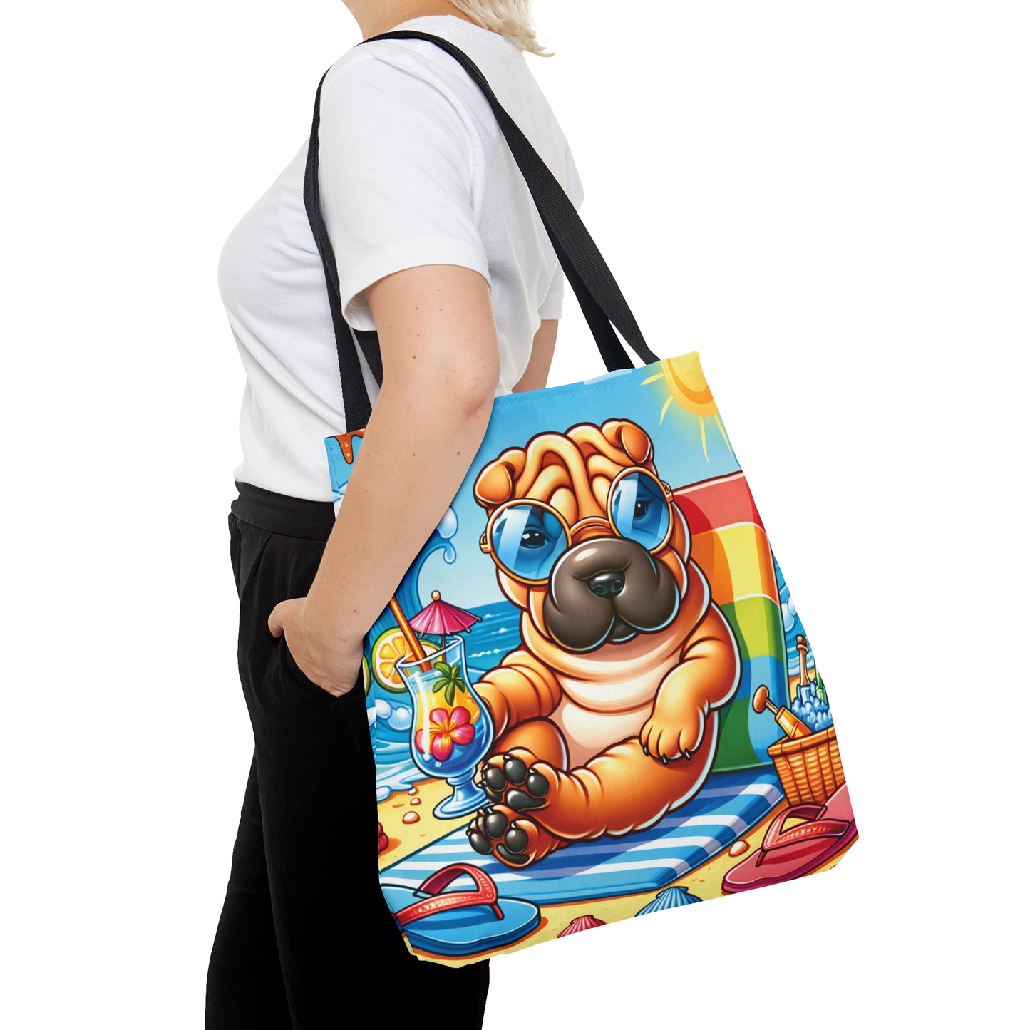 Tote Bag, Dog on Beach, Shar Pei, Tote bag, awd-1242