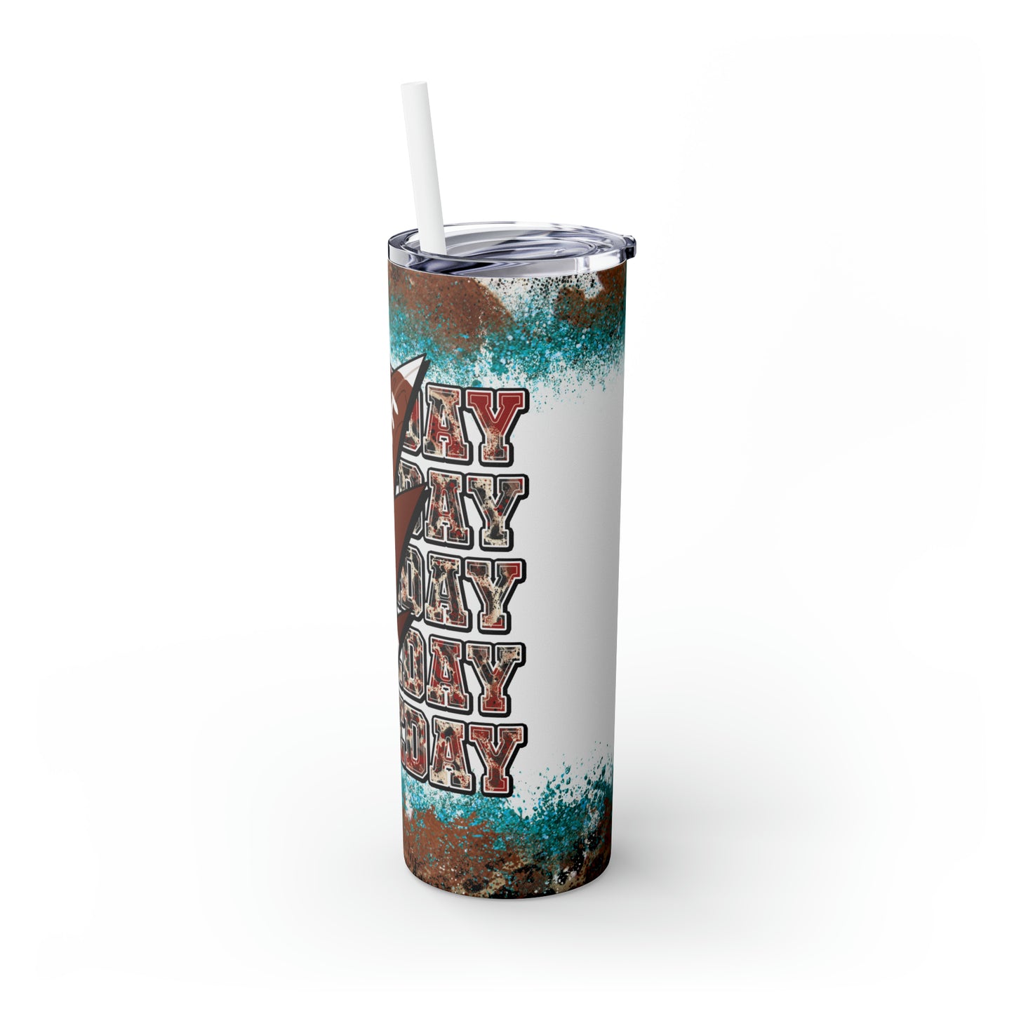 Skinny Tumbler with Straw, 20oz Football, Gameday