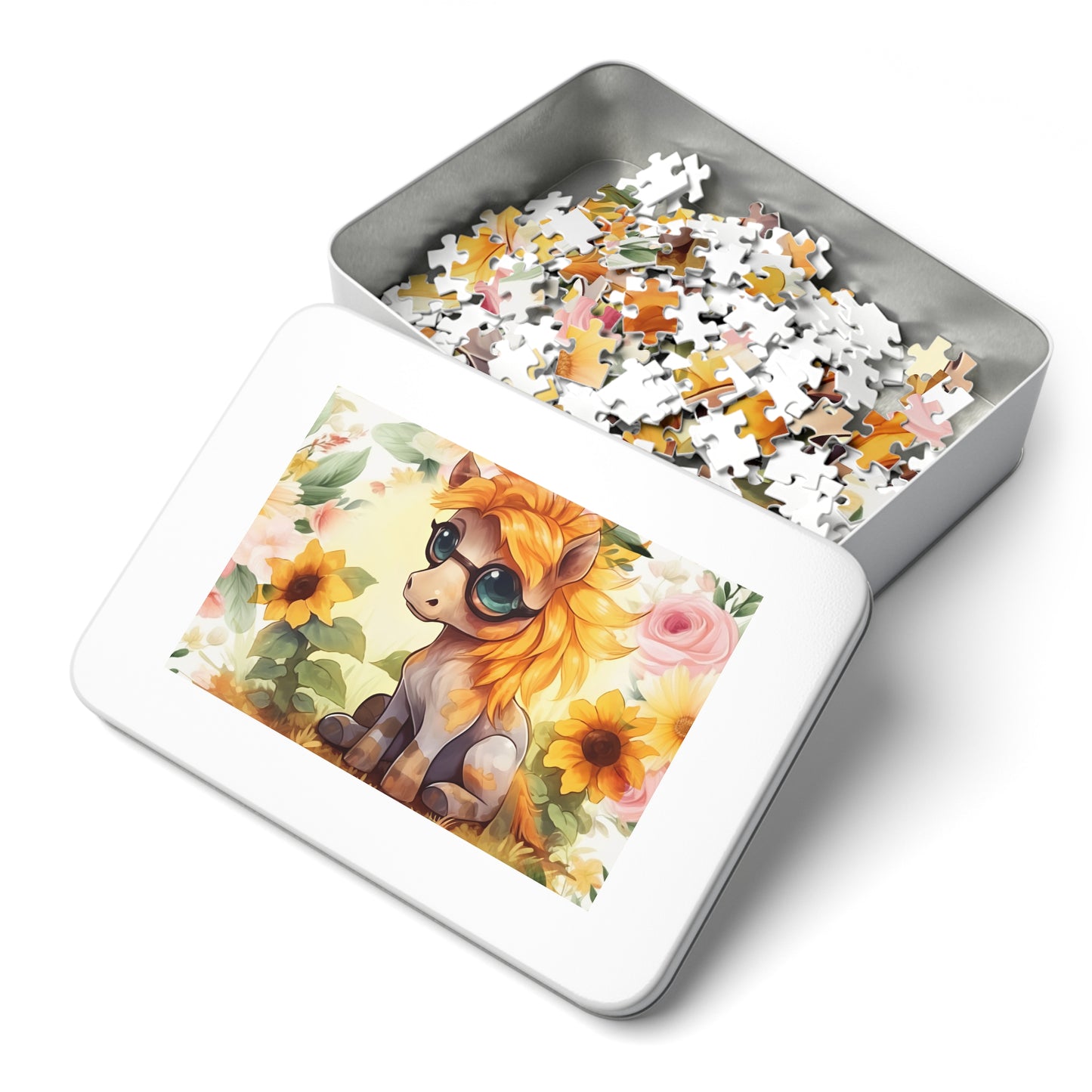 Puzzle, Donkey, Sunflowers, Personalised/Non-Personalised (30, 110, 252, 500,1000-Piece) awd-656