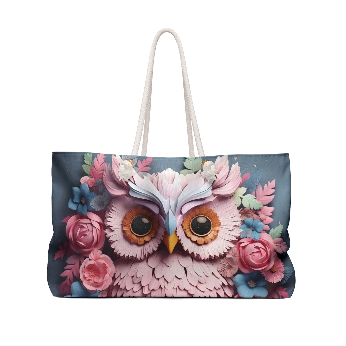 Personalised/Non-Personalised Weekender Bag, Owl, Large Weekender Bag, Beach Bag, Book Bag