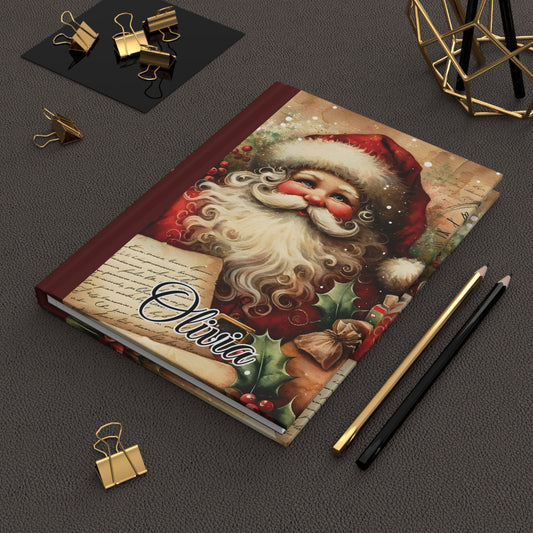 Personalised Hardcover Journal Matte, Christmas, Santa, awd-1480