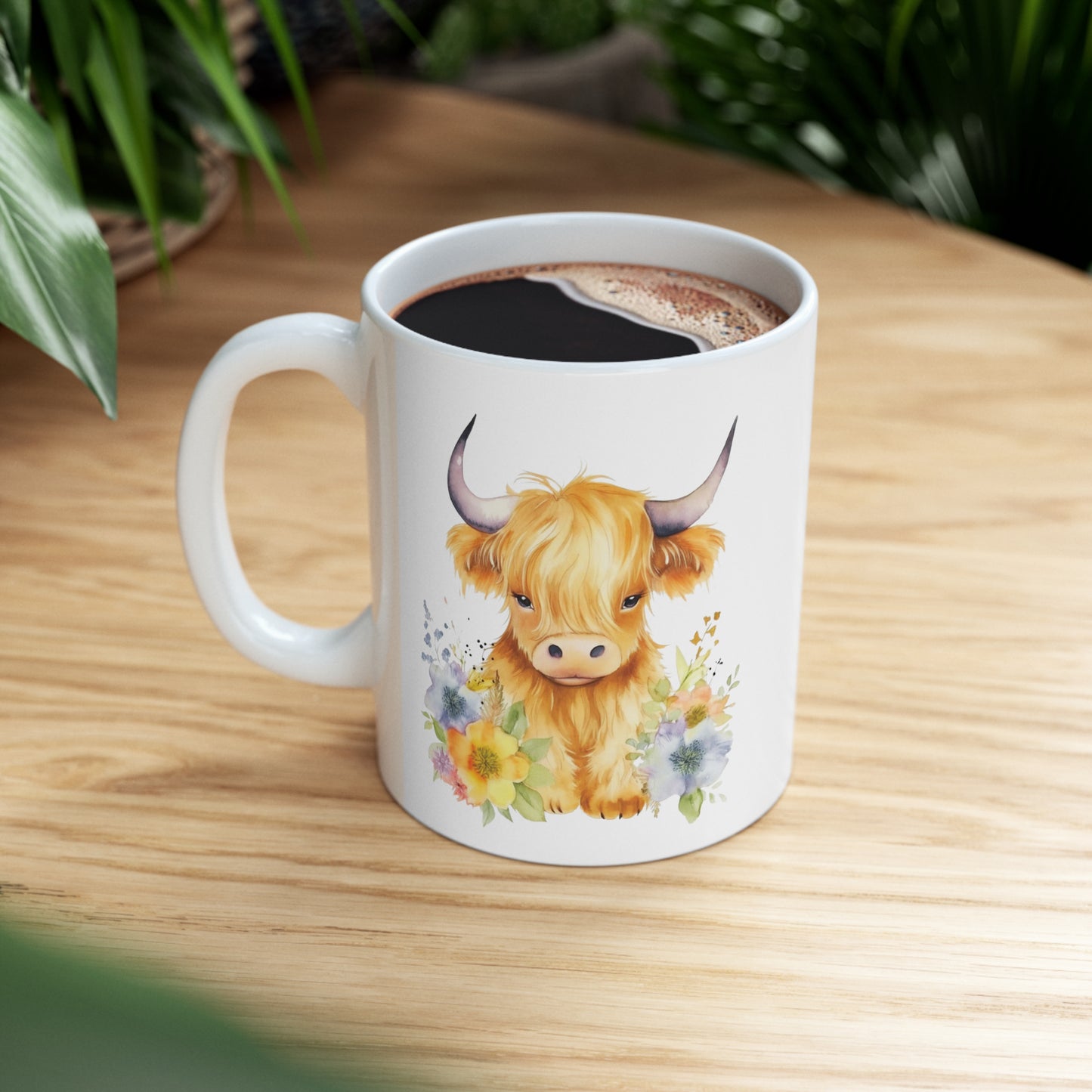 Personalised/Non Personalised Highland Cow, Ceramic Mug 11oz, Highland Cow Mug