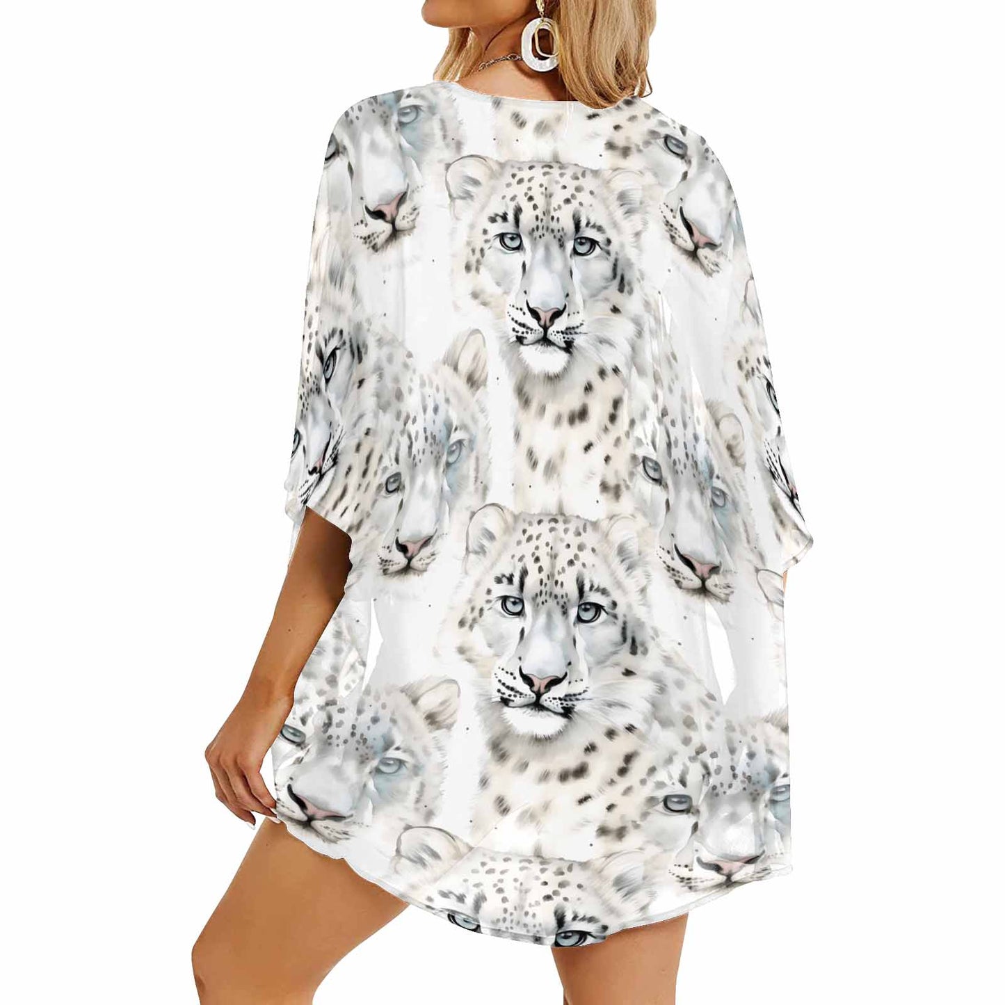 Leopard  Women's Kimono Chiffon Cover Up