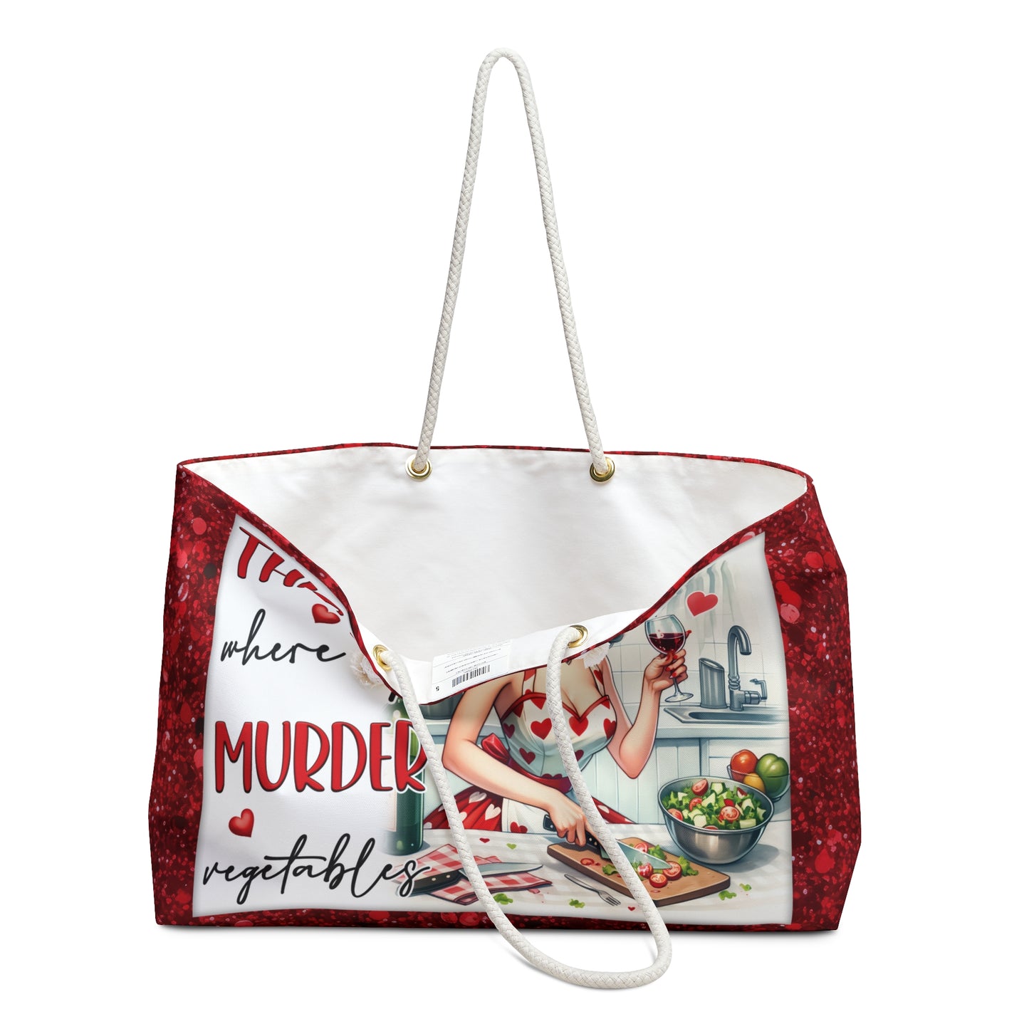 Personalised/Non-Personalised Weekender Bag, This is Where I Murder Vegetables, Large Weekender Bag, Beach Bag, Book Bag