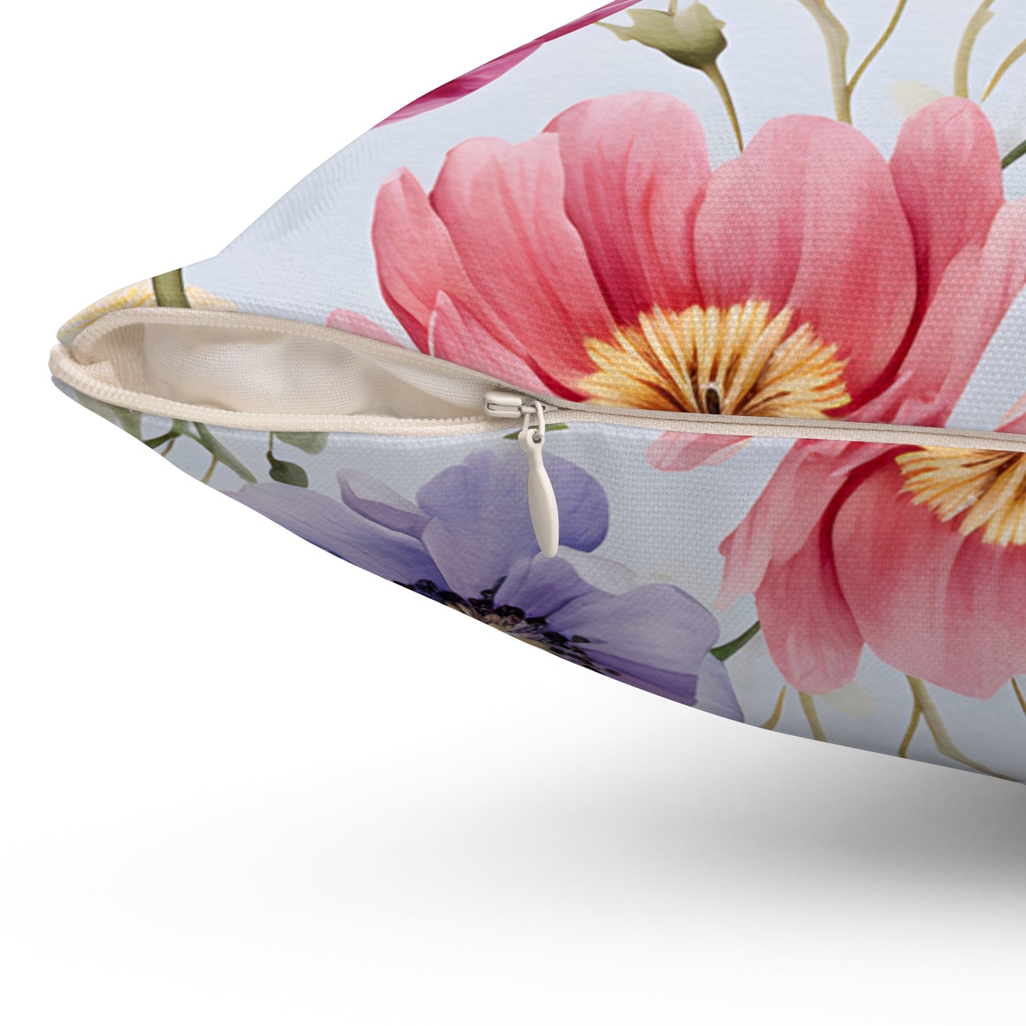 Polyester Square Pillow, Floral Cushion