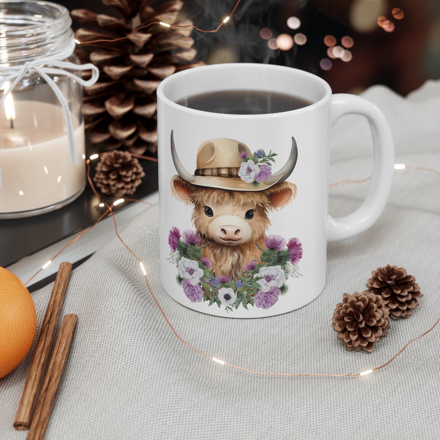 Personalised/Non Personalised Highland Cow, Ceramic Mug 11oz, Highland Cow Mug