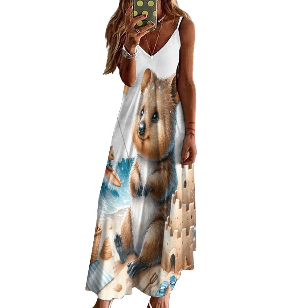 Australian Animals Quokka Spaghetti Strap Ankle-Length Dress Long dress