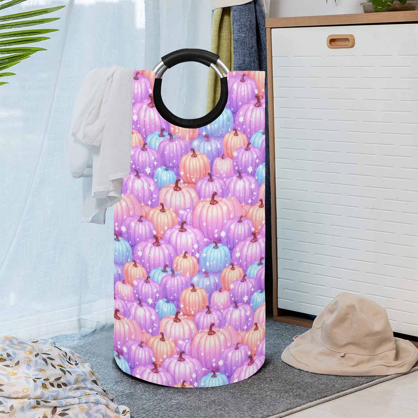 Pastel Pumpkin  Round Laundry Basket