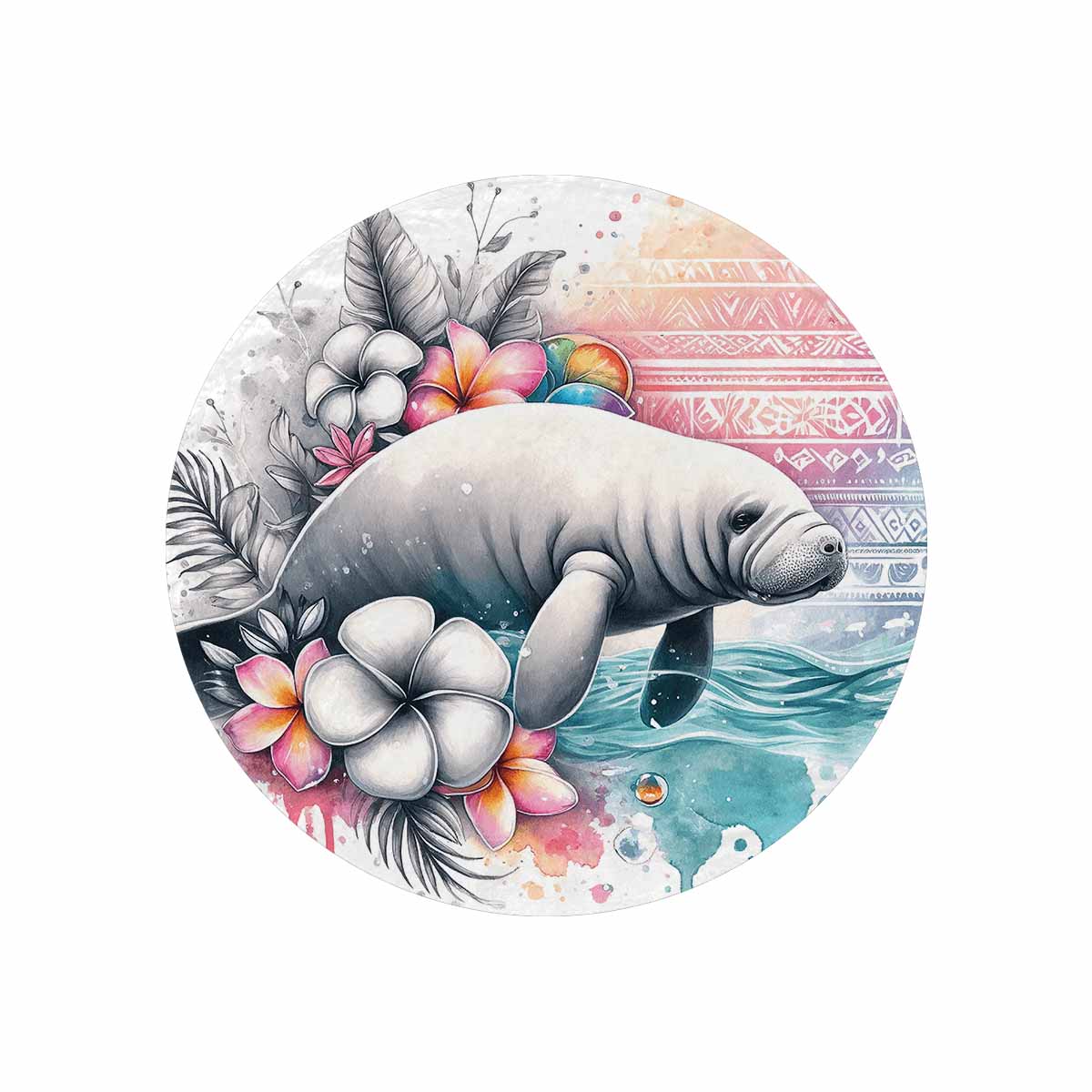 Sea_Animals_Dugong_Awd351110  Circular Micro Fleece Blanket 47"