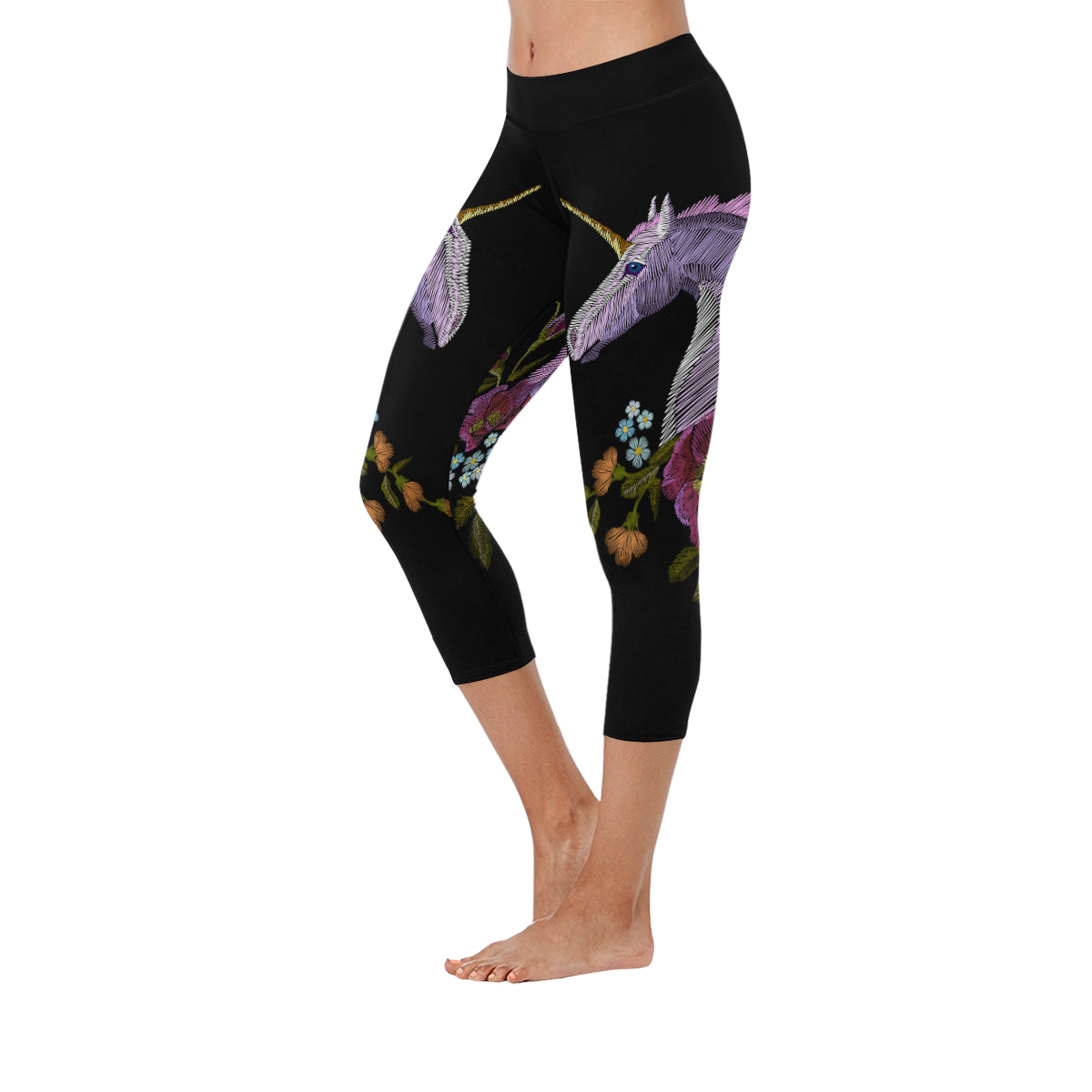 unicorn Women's Low Rise Capri Leggings (Invisible Stitch)