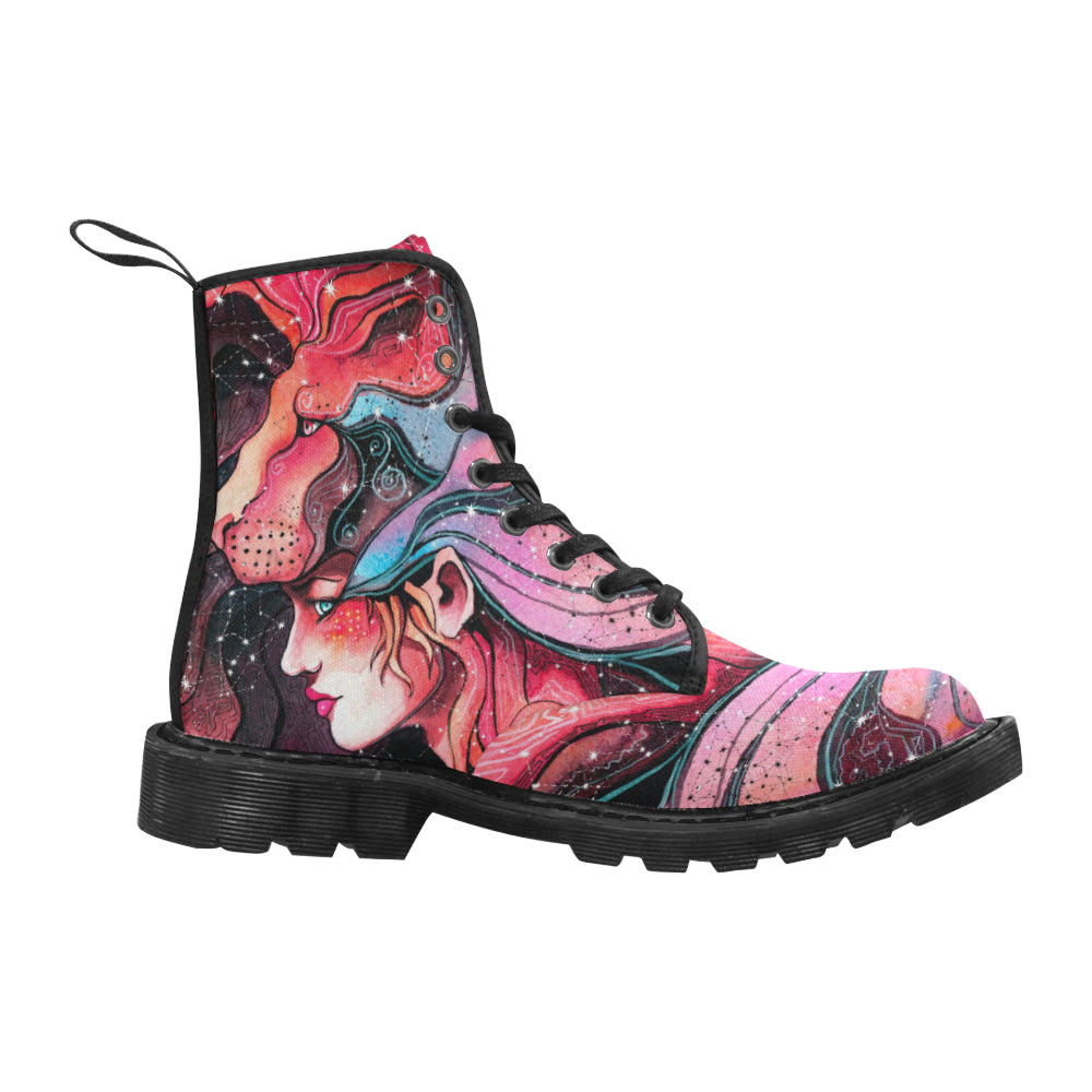 girl in the mask of a lion Martin Boots for Women (Black) (Model 1203H)