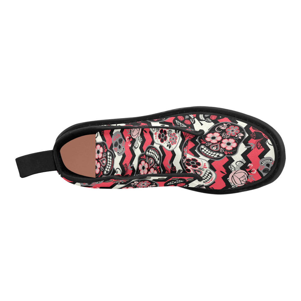 Martin Boots for Women (Black) Dia de los muertos Day of The Dead