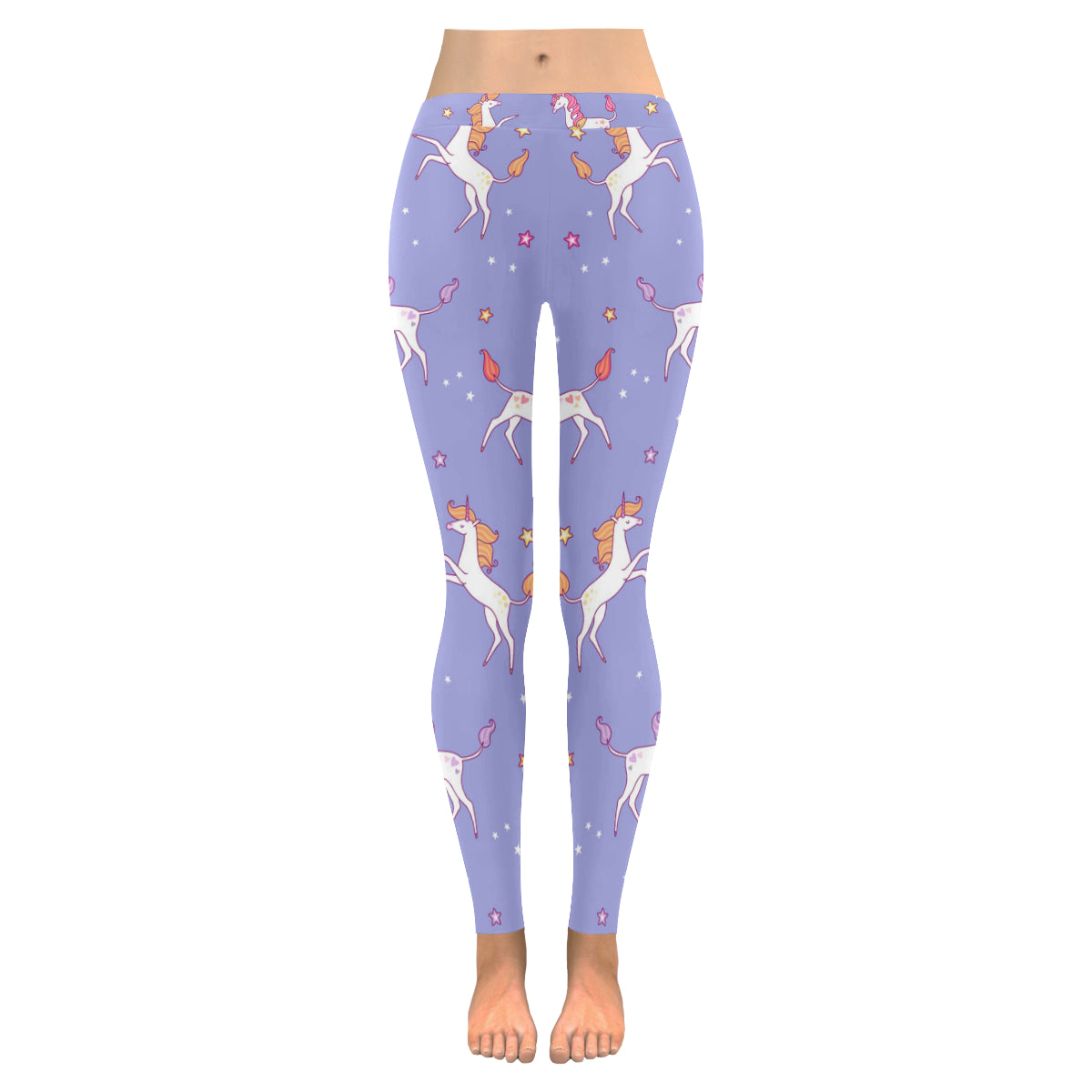 White unicorns Women's Low Rise Leggings (Invisible Stitch)