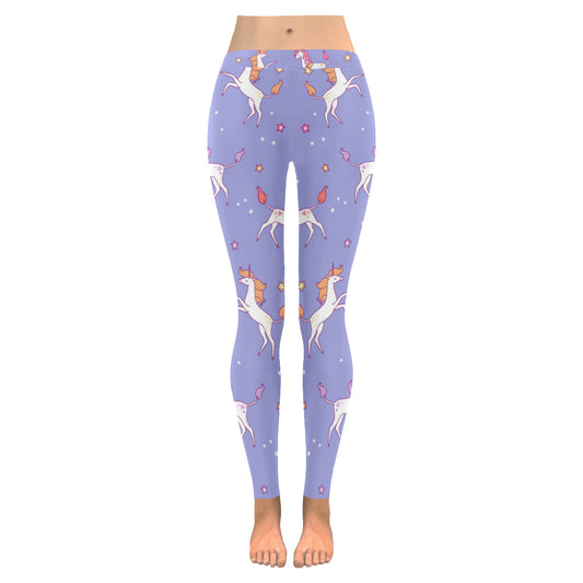 White unicorns Women's Low Rise Leggings (Invisible Stitch)