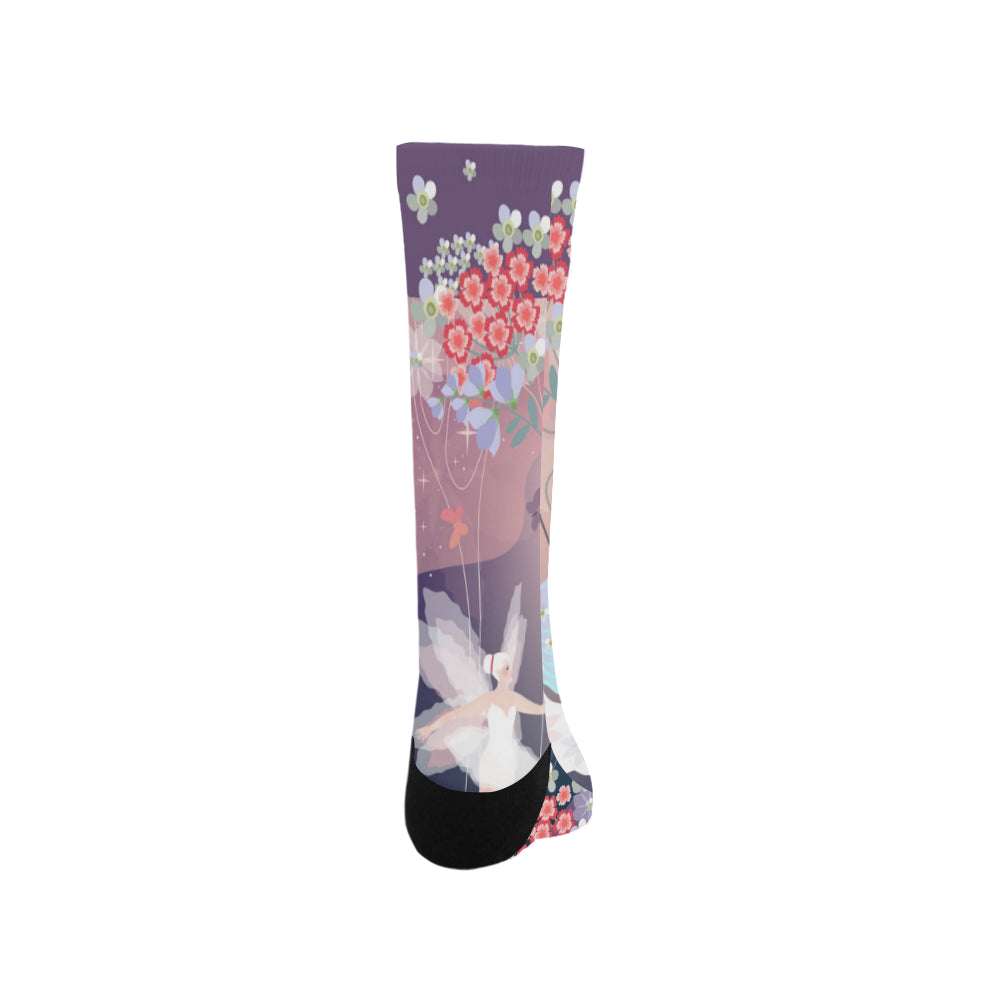 Beautiful fairy and white unicorn Trouser Socks