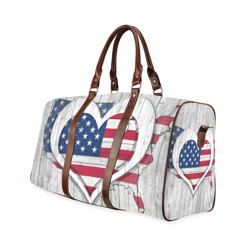 American Flag& Map Waterproof Travel Bag/Large (Model 1639)