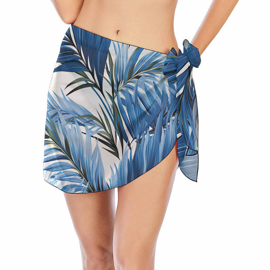 Palm Leaves Blue  Women's Beach Sarong Wrap