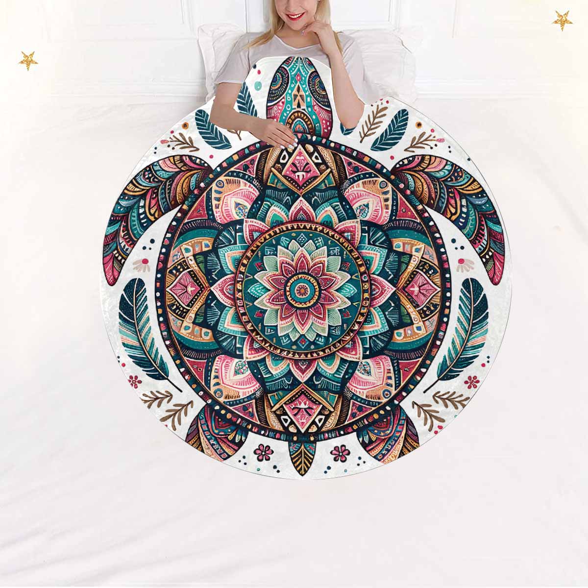 Mandella_Turtle_Awd35149  Circular Micro Fleece Blanket 47"