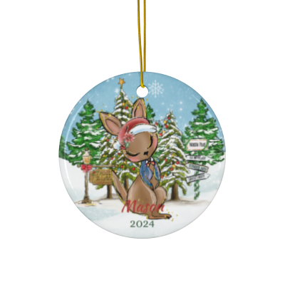 Personalized Christmas Ornament, Custom Kangaroo Ornament, Ceramic Holiday Keepsake, Cute Animal Decoration, Winter Wonderland Decor