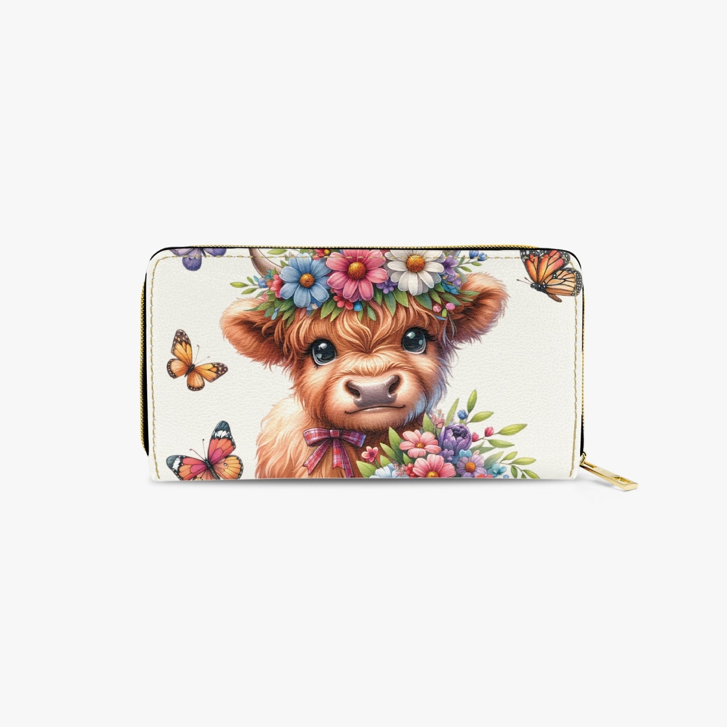 Long Type Zipper Purse - Highland Cow