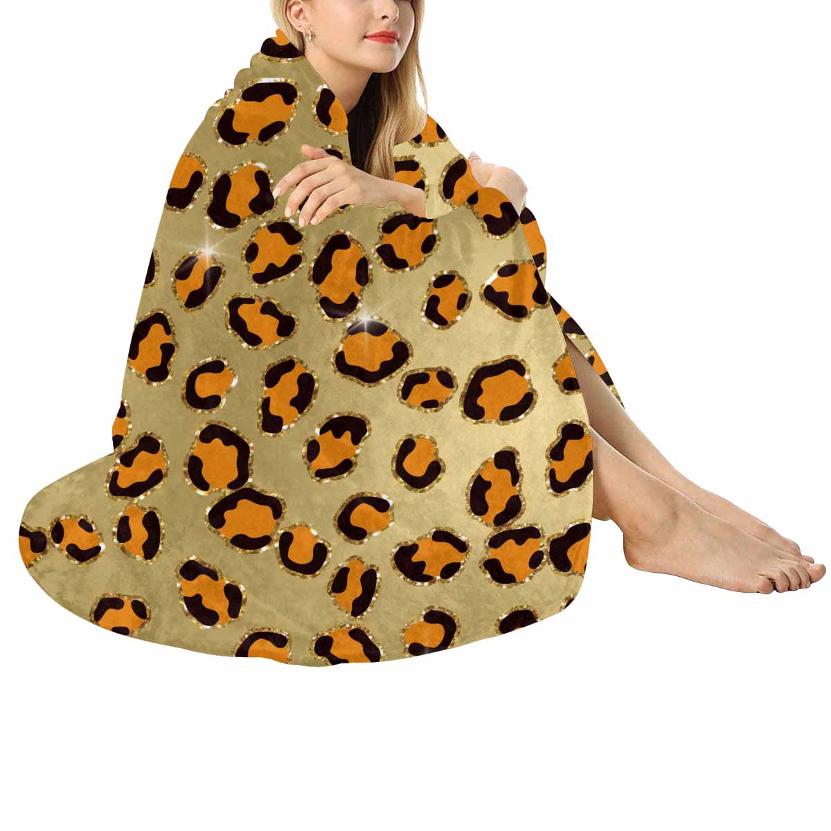 Animal Print 10  Circular Micro Fleece Blanket 47"