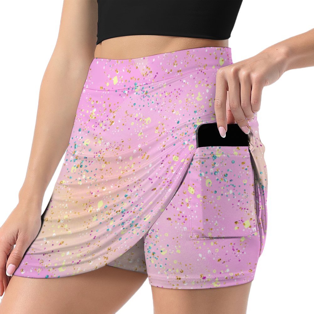 Pink Splash A-Line Skirt with Pocket Light proof trouser skirt