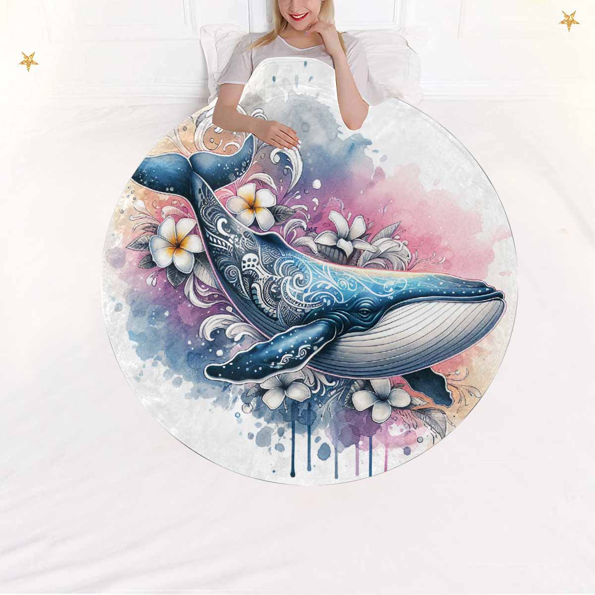 Sea_Animals_Whale_Awd351113  Circular Micro Fleece Blanket 47"