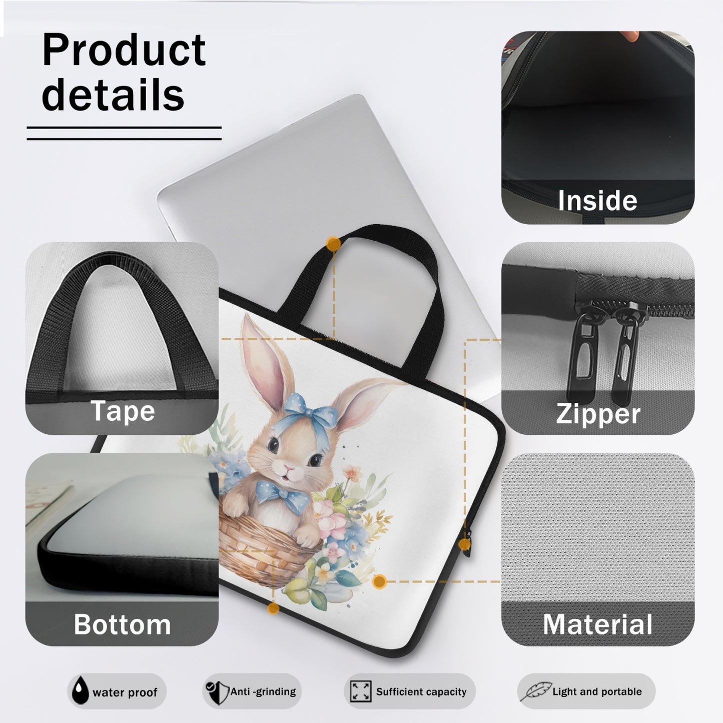 Laptop Sleeve with Handles - Rabbit