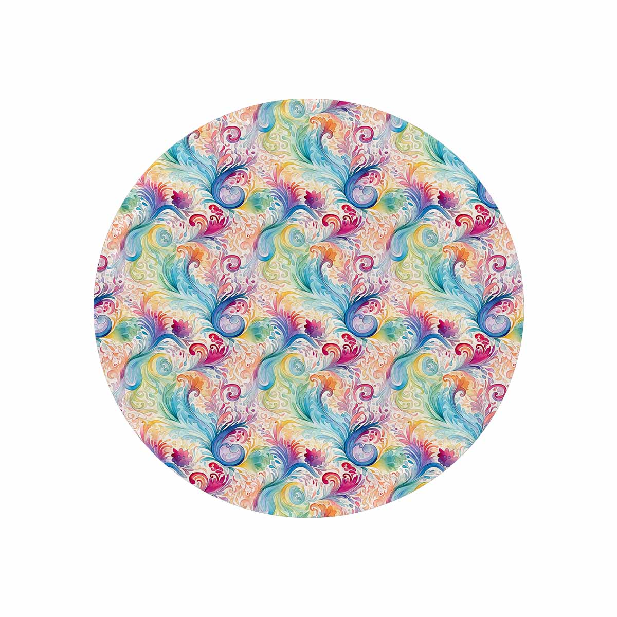 Pastel Rainbow Paisley  Circular Micro Fleece Blanket 60"