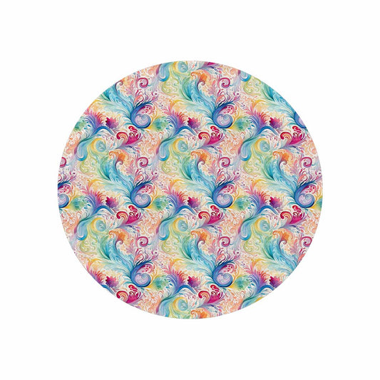 Pastel Rainbow Paisley  Circular Micro Fleece Blanket 60"