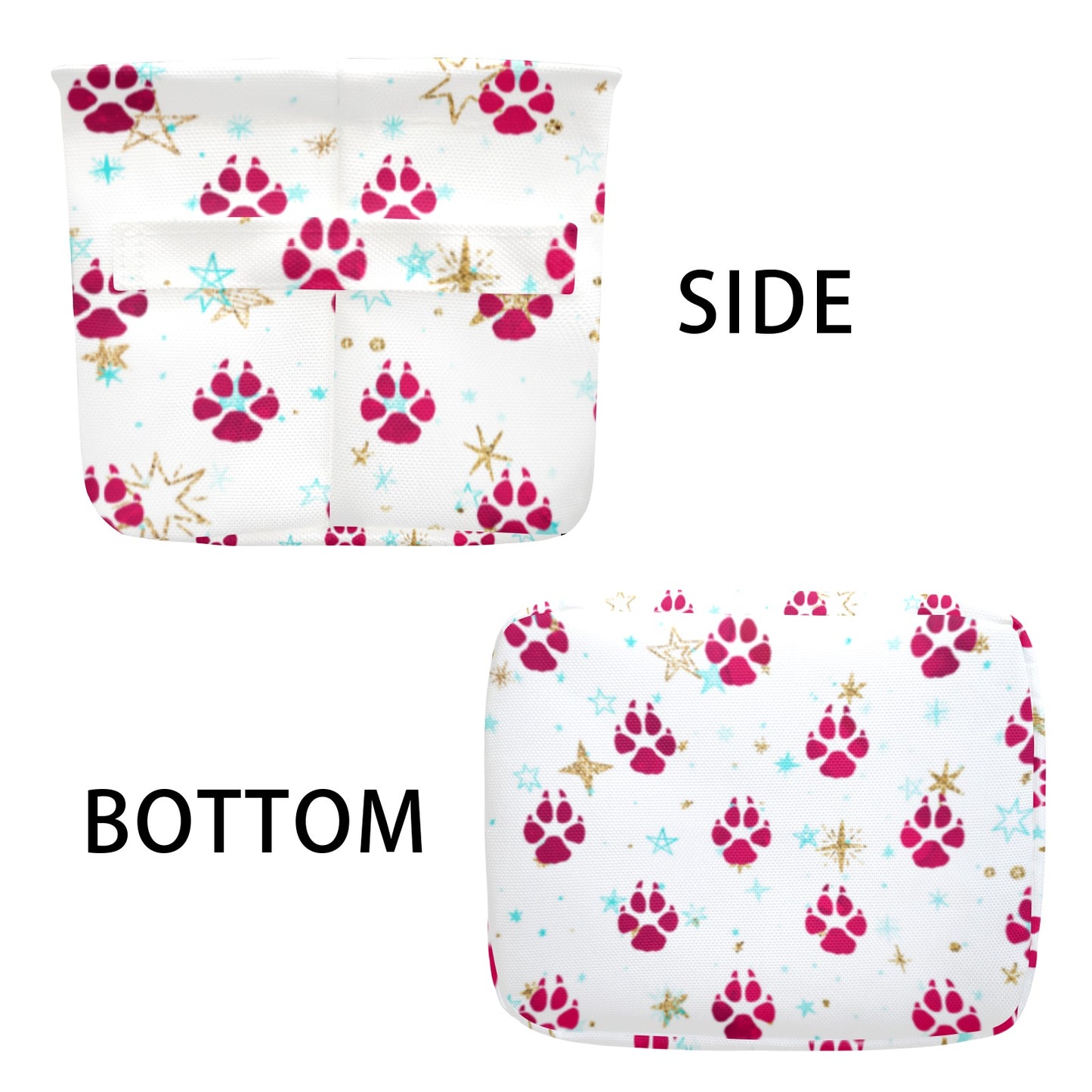 Dog Paws Red Fabric Storage Basket