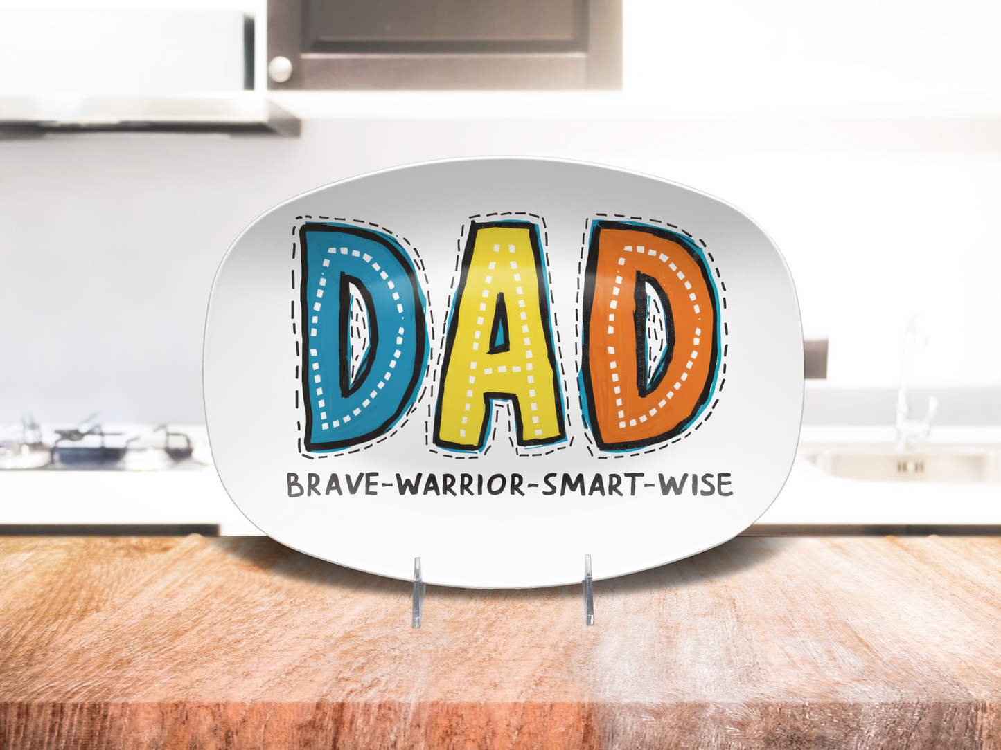 BBQ Platter Dad Brave Warrior Smart Wise 10"x14" Platter