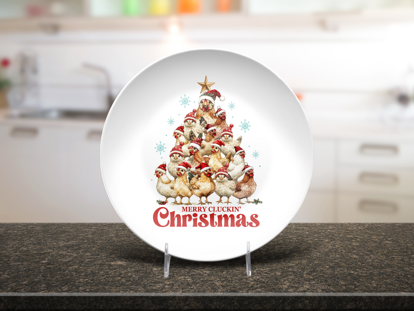 Merry Cluckin' Christmas Personalised Plate