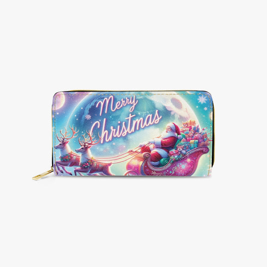 Long Type Zipper Purse - Christmas, Santa Sleigh