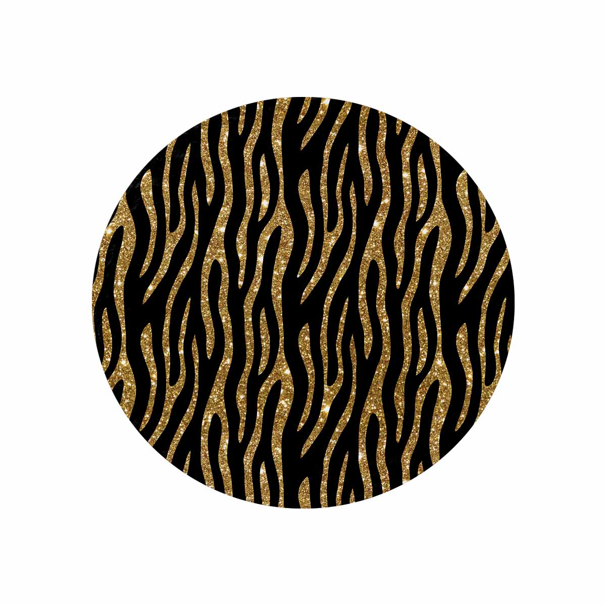 Black and Gold Glitter Leopard Print  Circular Micro Fleece Blanket 47"