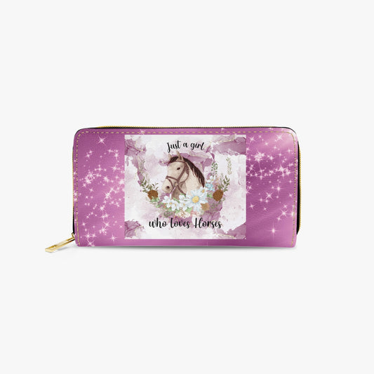 Long Type Zipper Purse, Just a Girl who loves Horses, awd-1345