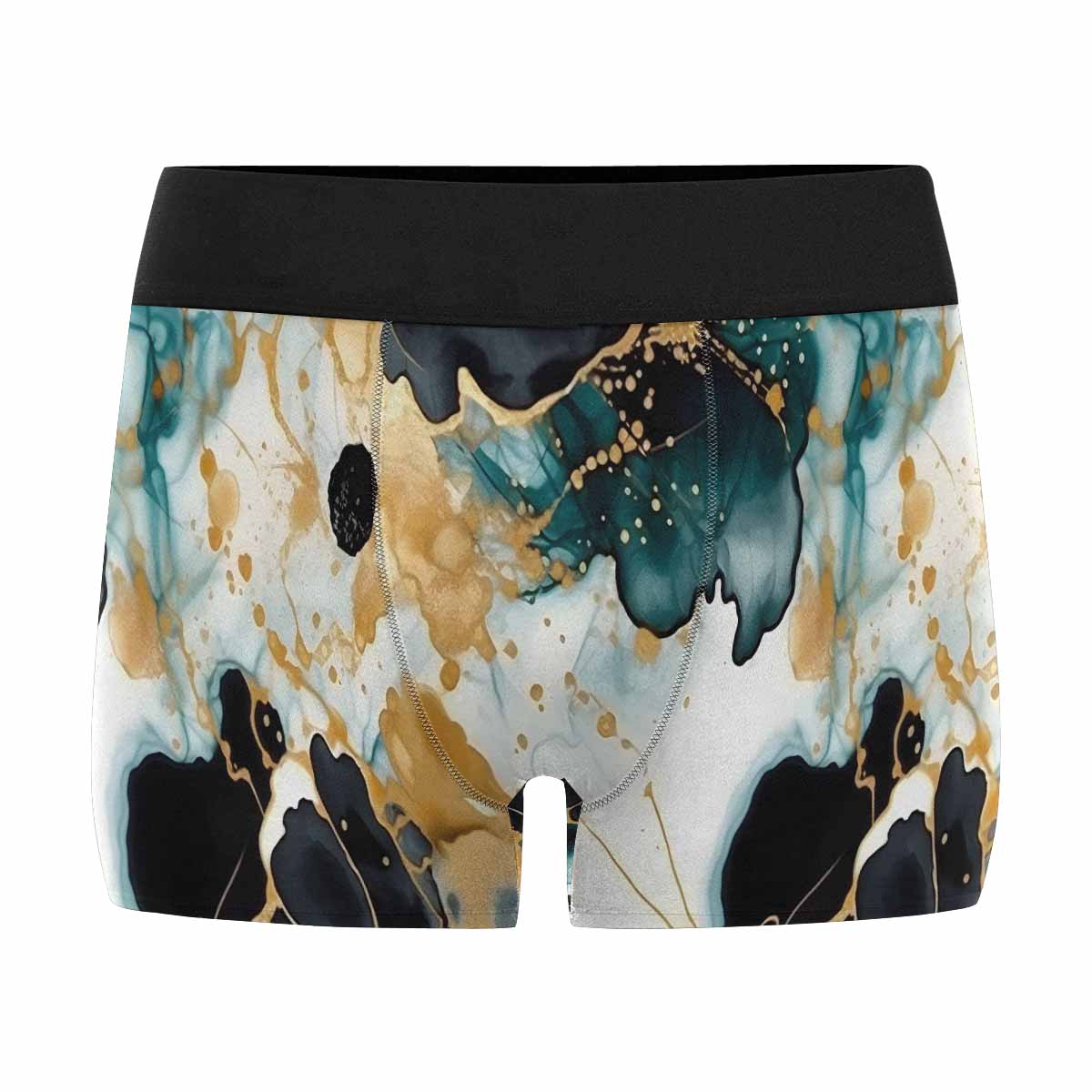 Black Gold & Green Ink Floral AUS Men's Boxer Briefs (Made In AUS)